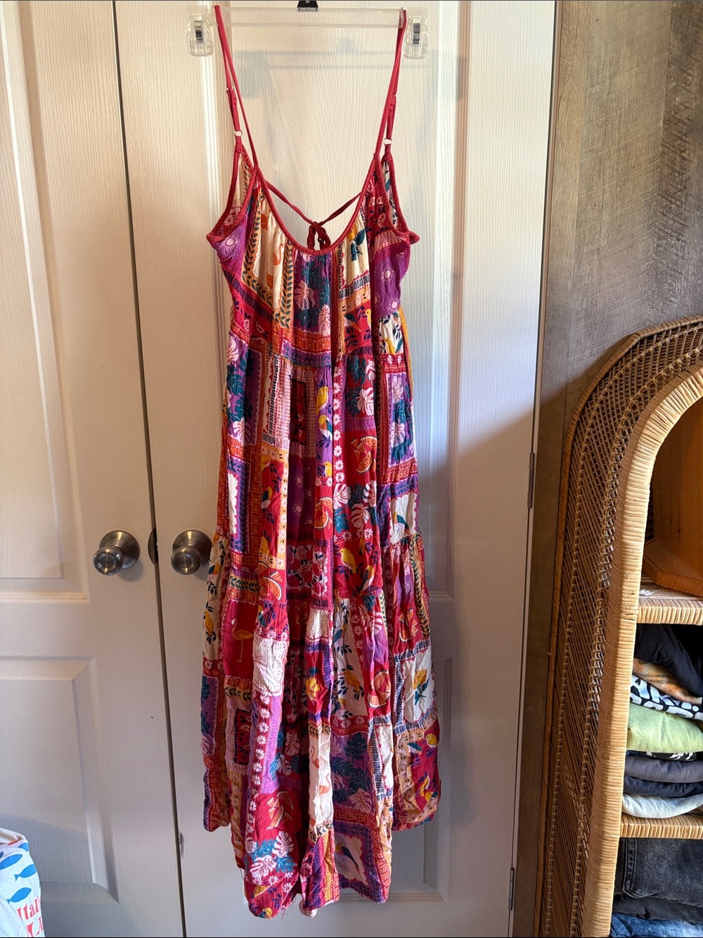 Bohemian Patchwork Maxi Dress in Pink